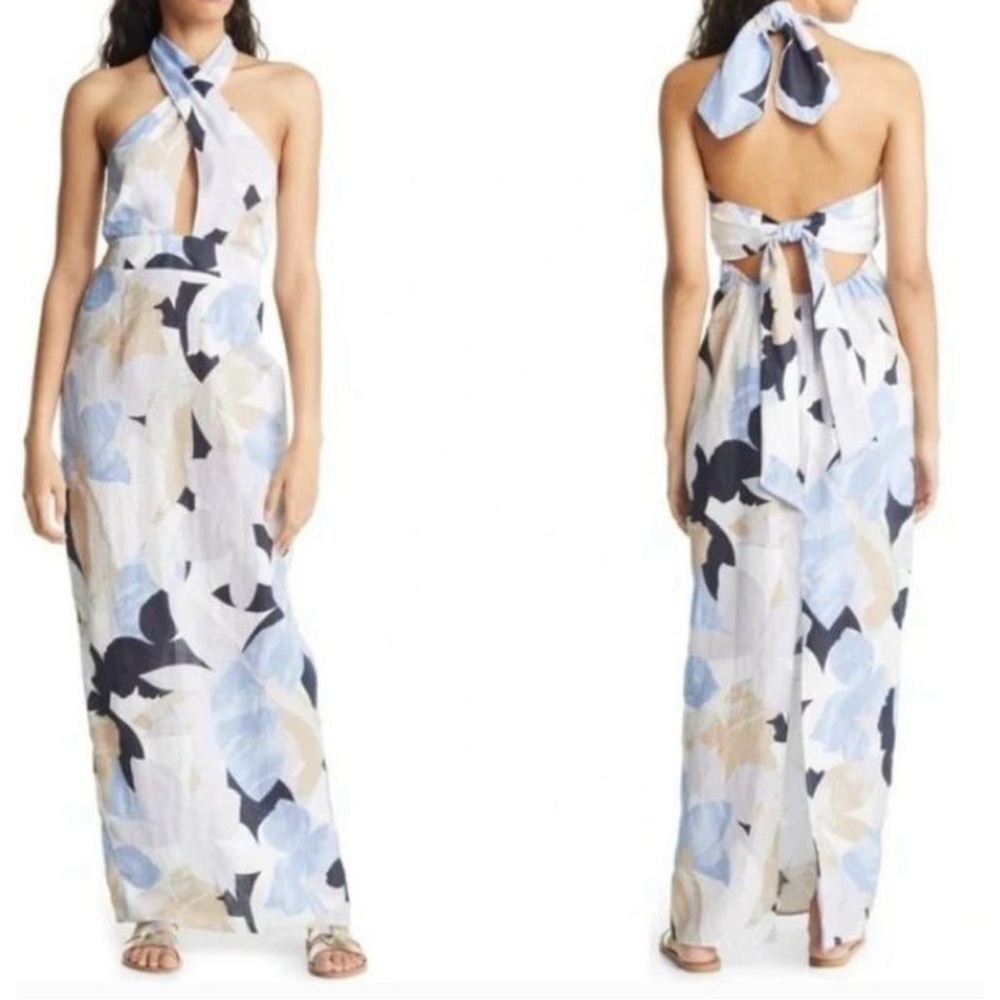 NWOT Revolve RUMER Leila X Front Linen Maxi Dress Size Small